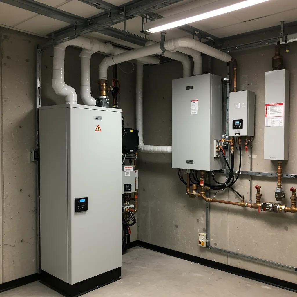Modern high-efficiency heating equipment in a commercial setting